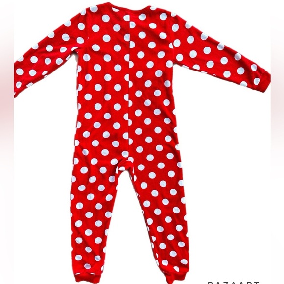 Joe Fresh 5T Girls Fleece Zip Red Polka Dot Onesie Pajamas - Picture 3 of 5